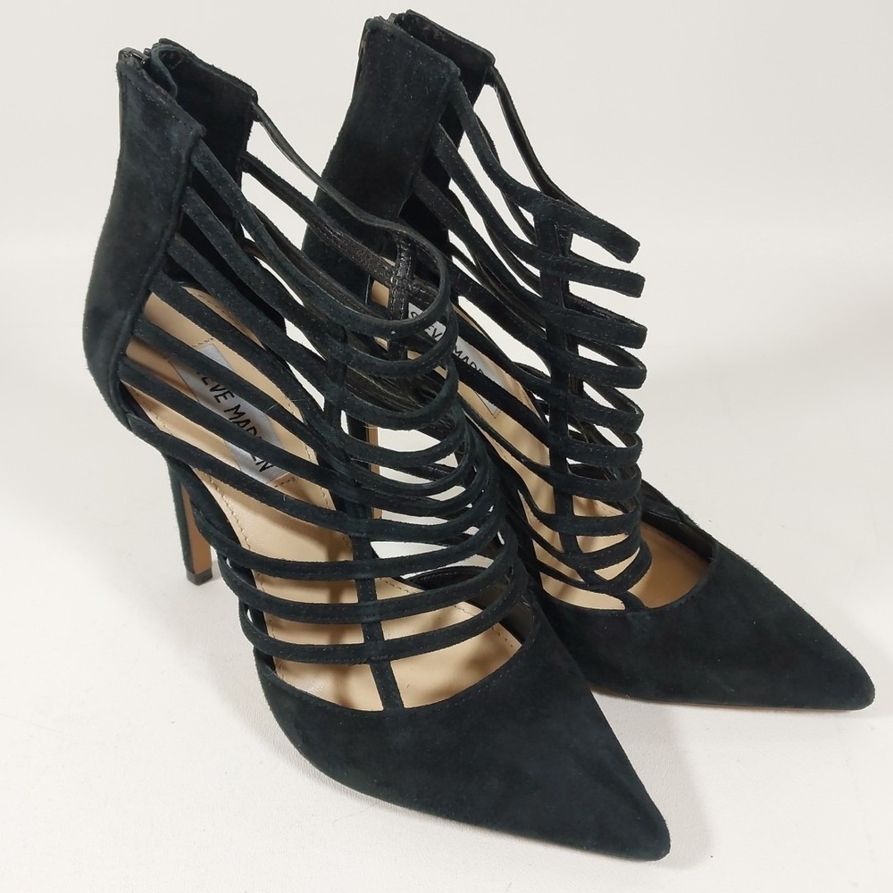 Steve Madden - Black - Suede - High Heel - Stiletto -Cage - Size 6.5